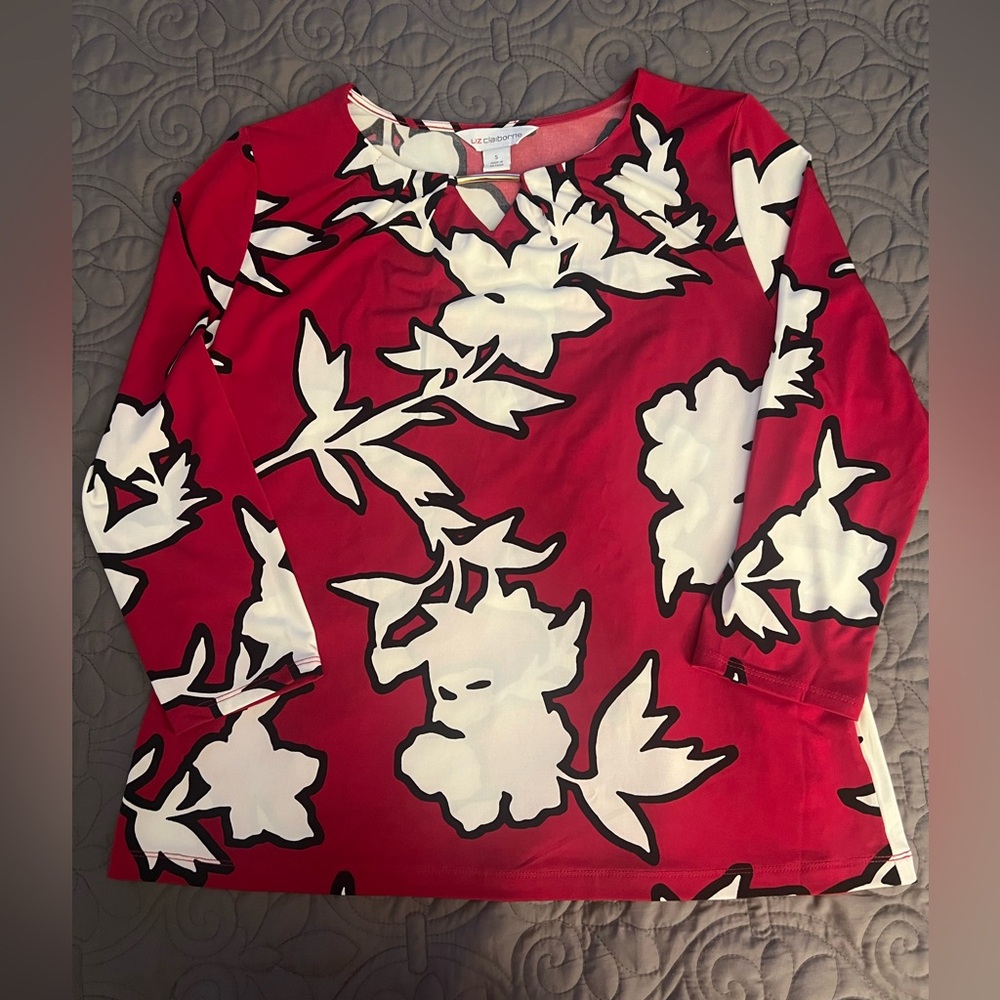 Liz Claiborne Small Red Floral Women's Top